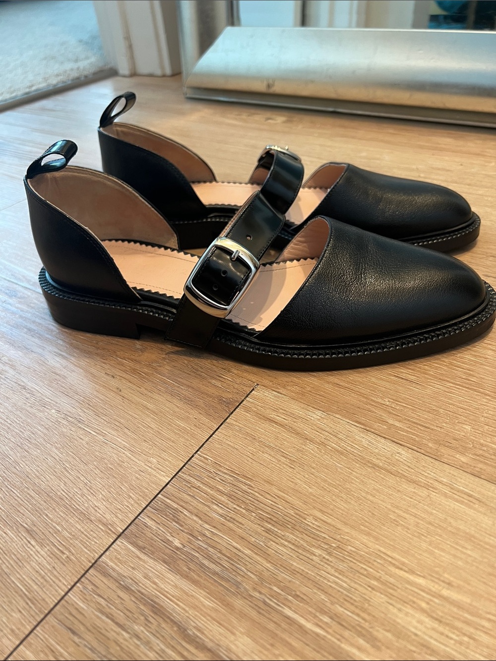 INCH² Caviar Black Leather Mary Jane Flats Size EU 40/US 10 - Picture 7 of 10
